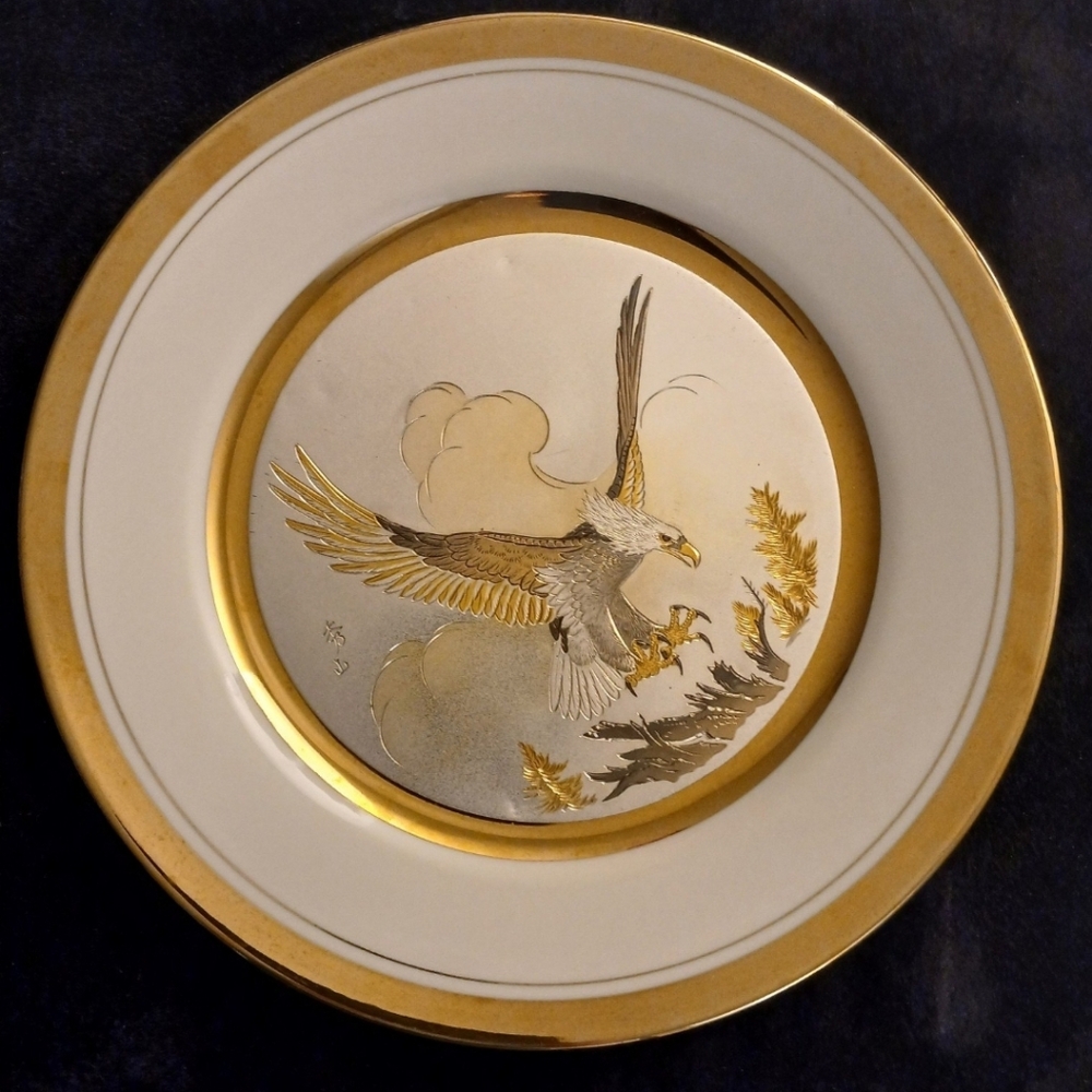 8.5" Chokin Art Collector's Plate-Bald Eagle